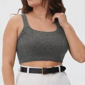 everlane the cozy stretch wool blend cropped tank heathered charcoal small